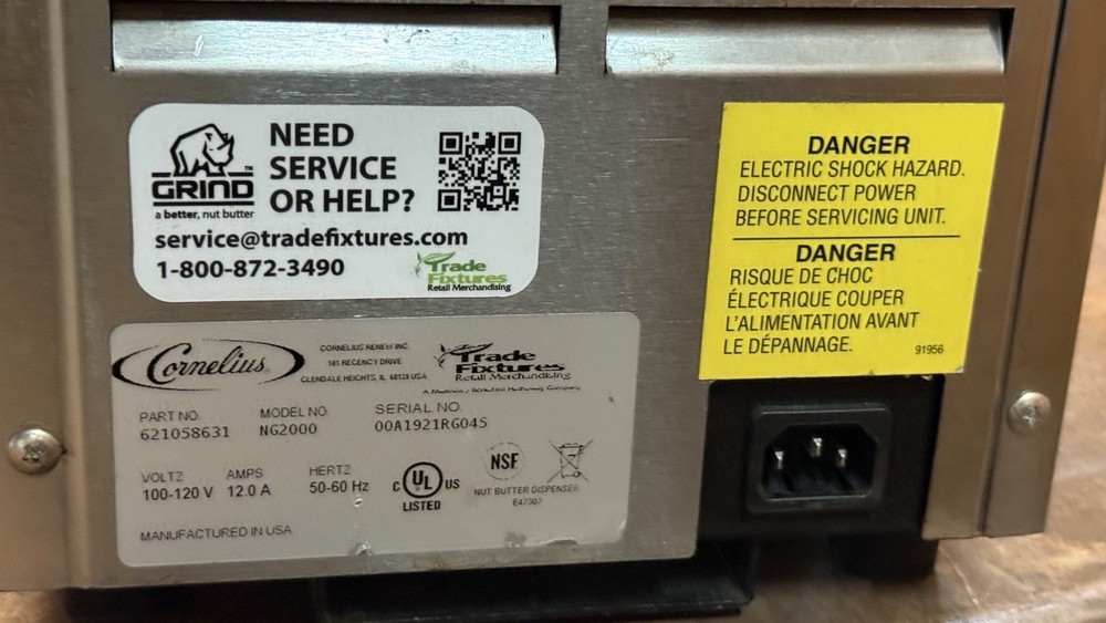 Cornelius RHINO GRIND NG2000 Nut Butter Grinder – Tested – Missing Front Shield