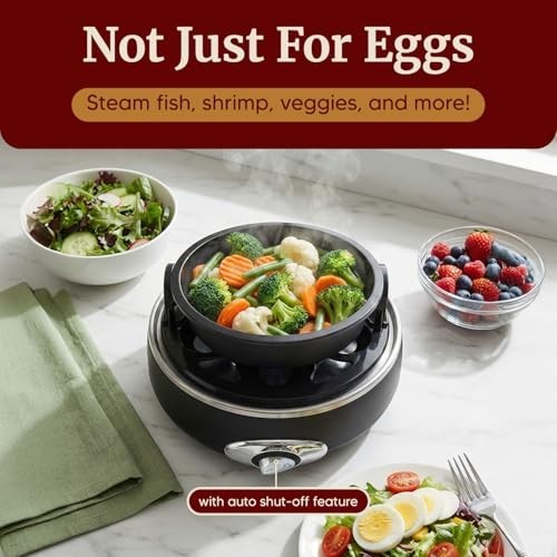 Rapid Egg Cooker - 7 Egg Capacity, Easy Peel Hard/Medium/Soft Boiled, Poacher &
