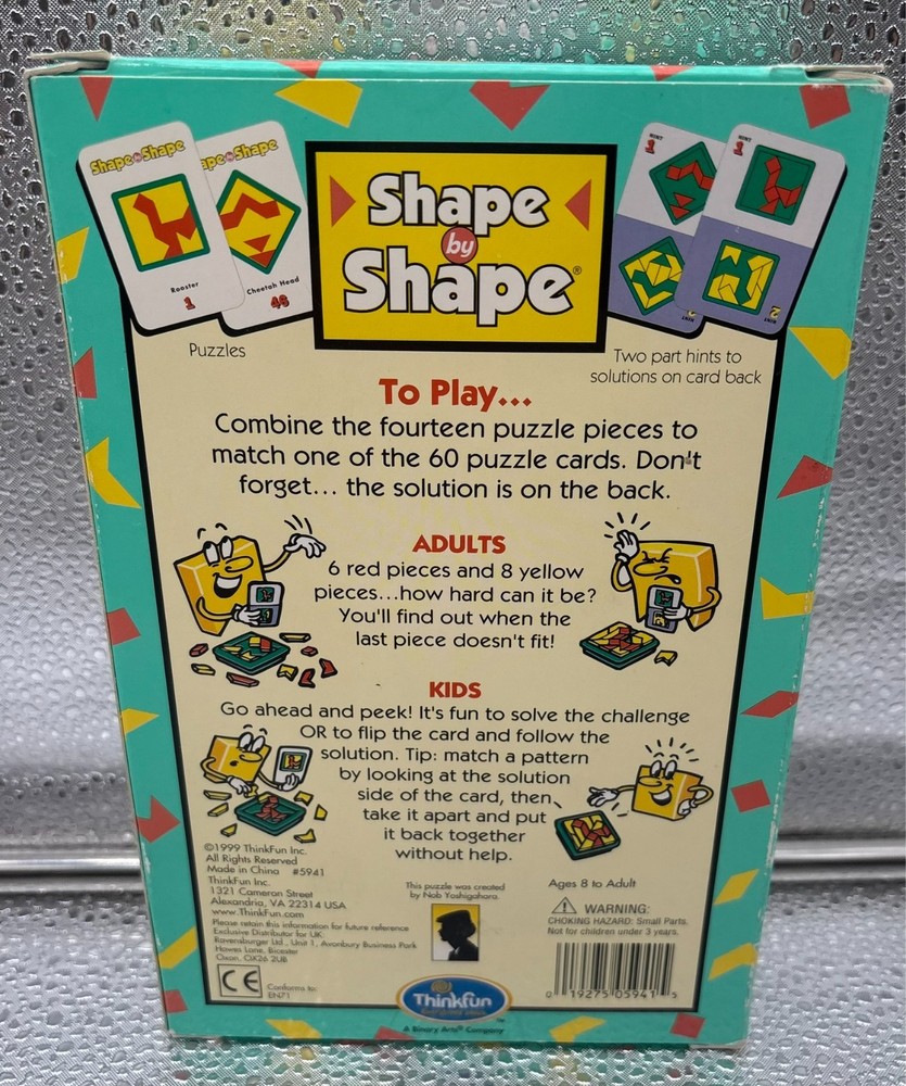 ThinkFun Shape By Shape Creative Pattern Puzzle Game New Open Complete Vtg 1999