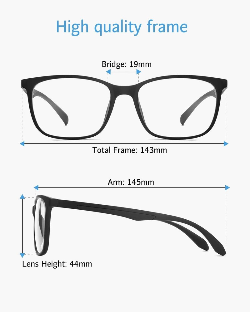 Anti Eyestrain Lens Eyeglasses, Black Frame