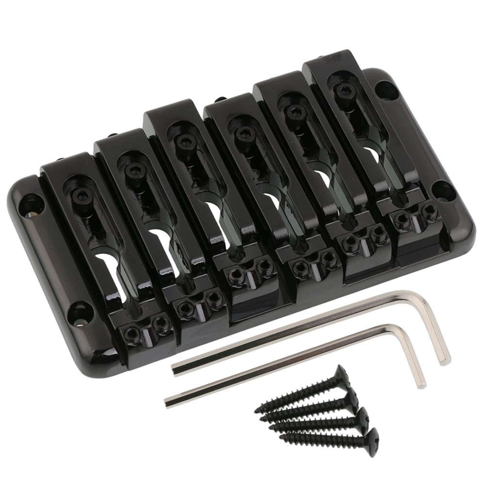 Deluxe 6-String Electric Bass Bridge with Adjustable Saddles Black