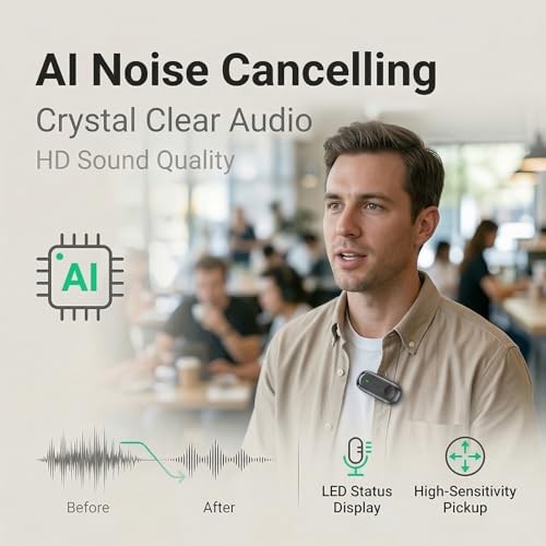 Wireless Mini Microphone for iPhone Android, Magnetic Mini Mic for Video