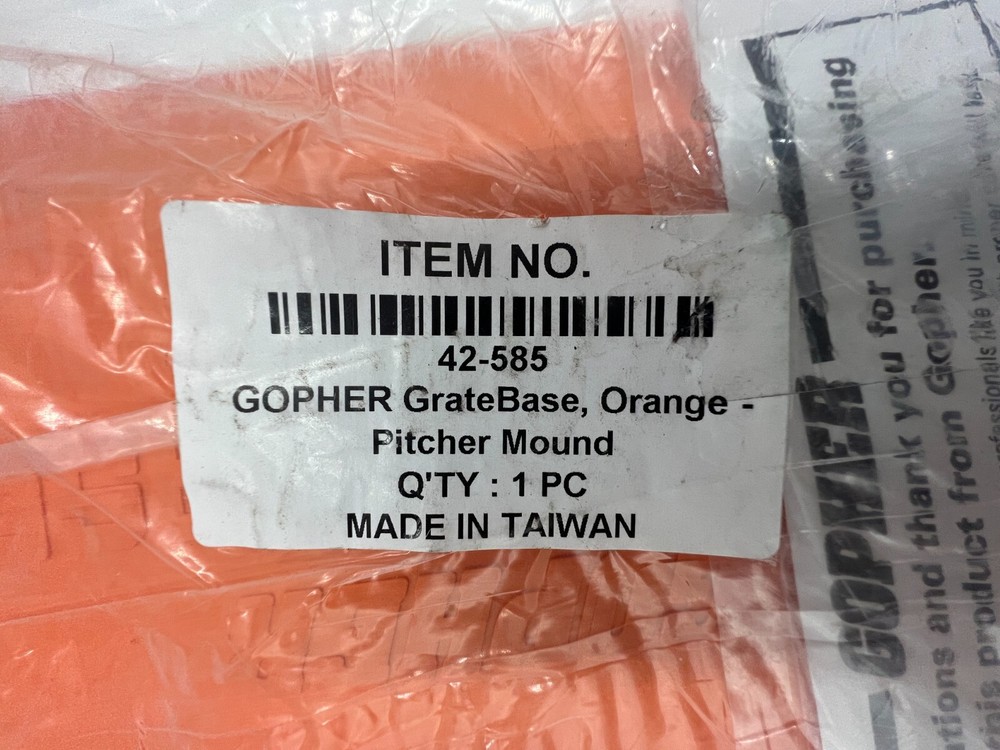 Gopher 42-585 GrateBase Orange Pitcher Mound (P1) Replacement Durable