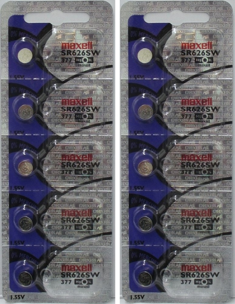 Maxell Button Cell SR626SW 377 Pack of 10 Batteries