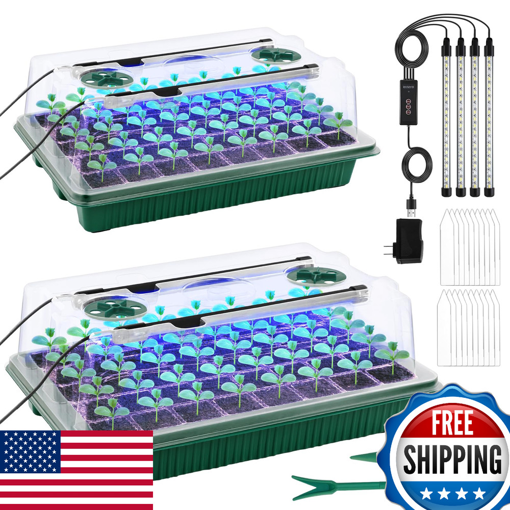 NEWKITS 2-Pack 80-Cell Seed Starter Kit w/ Grow Light & Humidity Dome