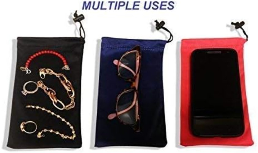 Quality Microfiber Sunglasses Pouch With Spring Fastener