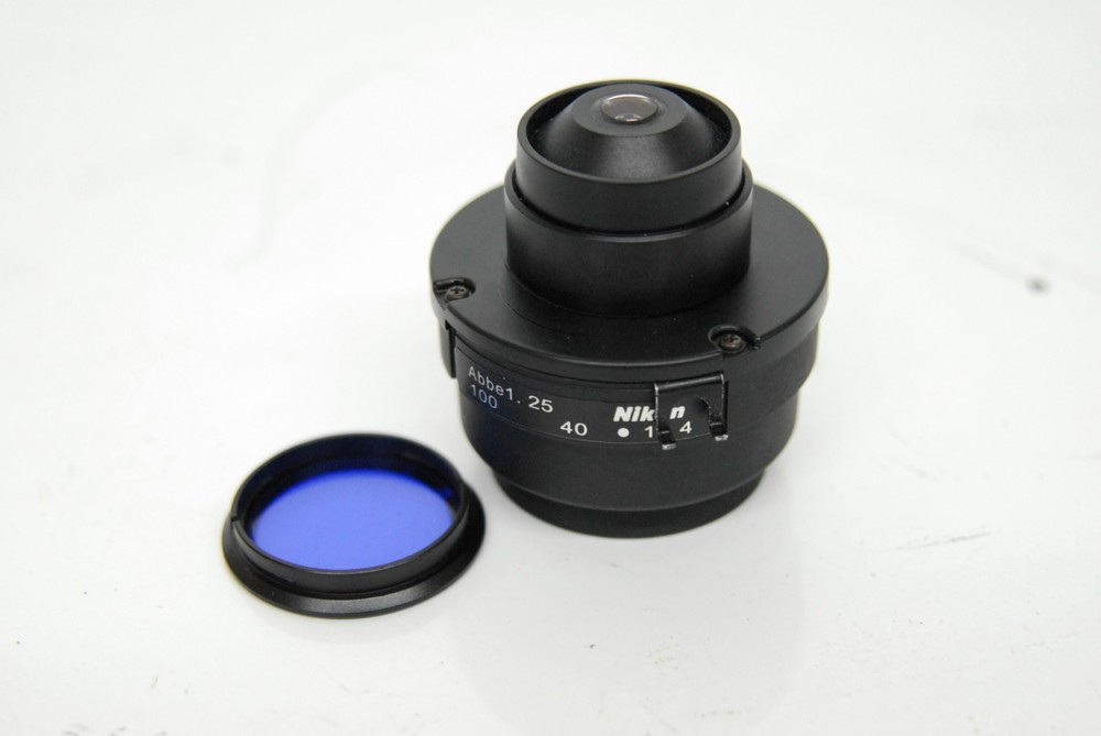 Nikon EC-2 Abbe 1.25 Microscope Condenser W/ Blue Filter - Eclipse E200