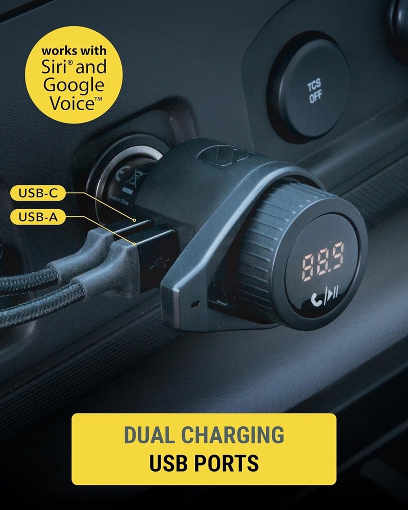 Compact FM Bluetooth Transmitter for Car - Dual USB Charging & Hands-Free Calls