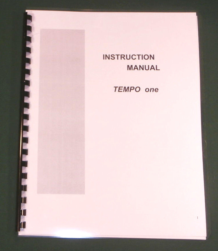 Tempo One Instruction manual - ring bound & protective covers!