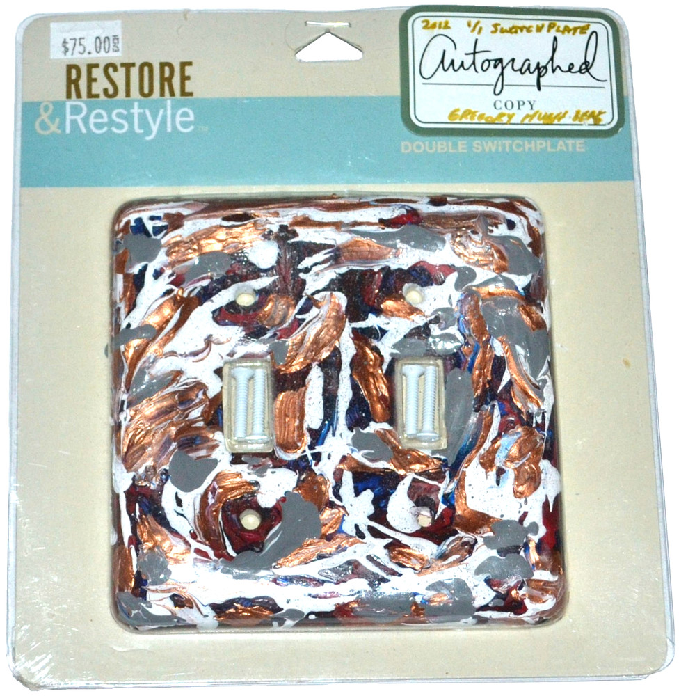 GREGORY HUGH LENG DOUBLE LIGHT SWITCHPLATE  1/1 Jackson Pollock Style Original