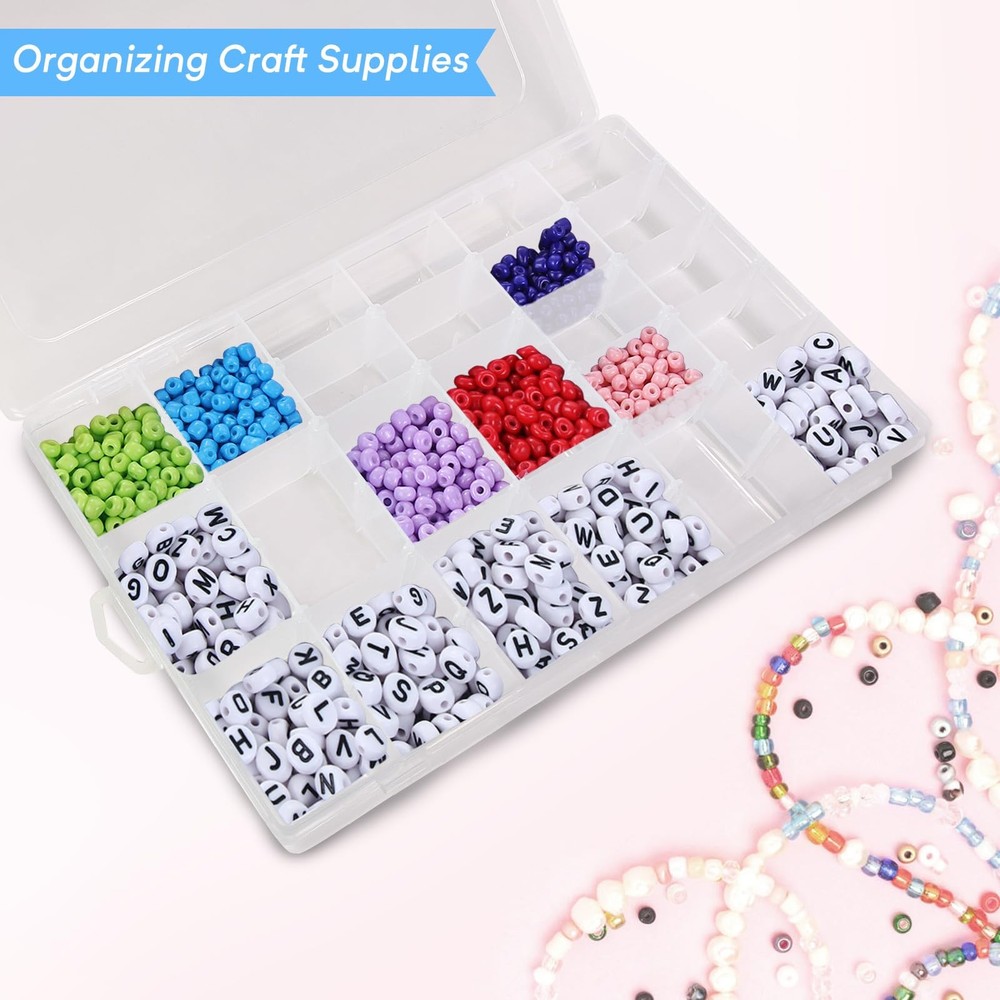 Guyuyii 4 Pack 36-Grid Plastic Clear Organizer 4 36 Compartments, White