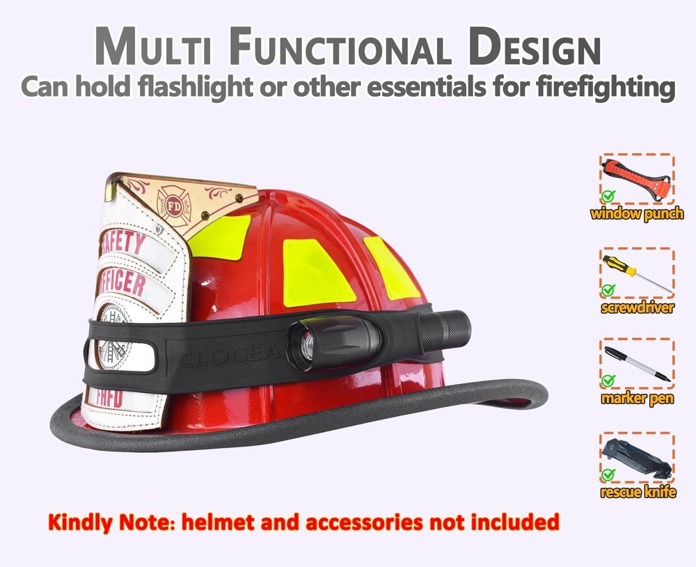 2 Pack Firefighter Helmet Straps, Thickened Rubber Black