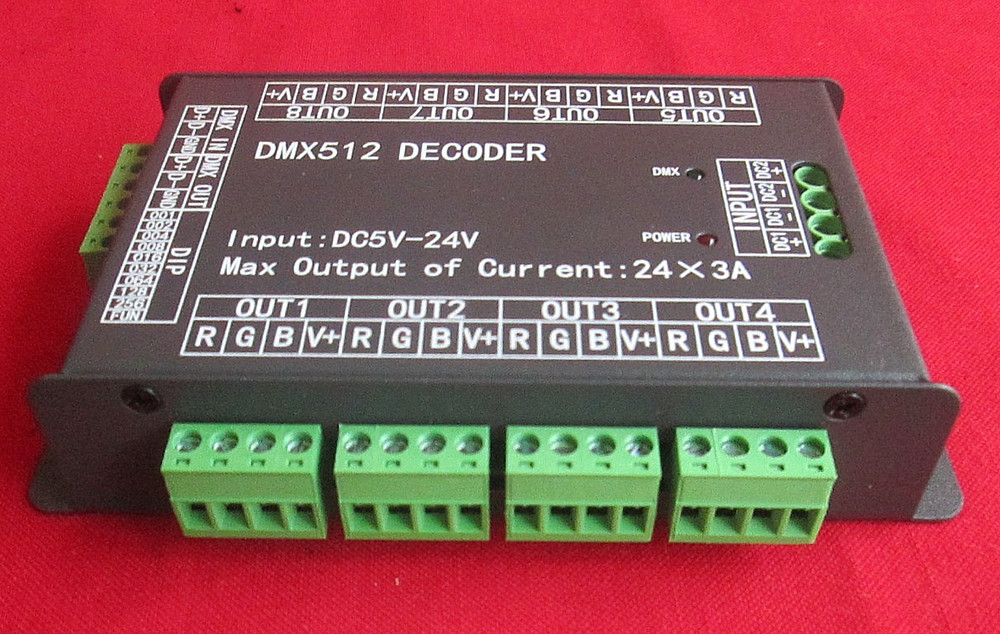 New High Power 24 Channel RGB 3A/CH DMX512 Controller Led Decoder Dimmer