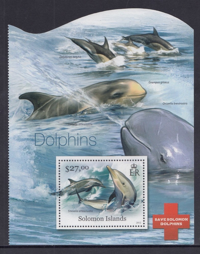 Solomon Islands: MUH Mini Sheet 2012 $27 Dolphins