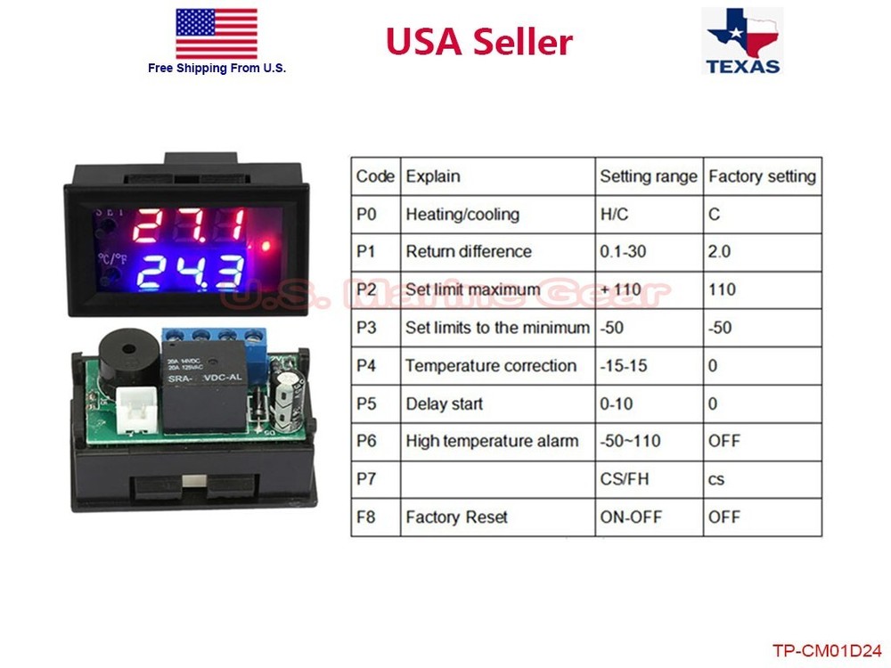 2 Pcs 12V Thermostat Controller Switch Temperature Sensor Digital Microcomputer