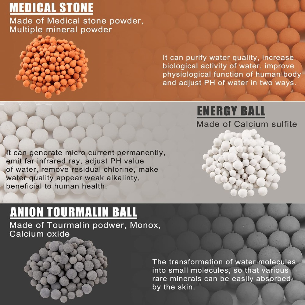 Honoson 6 Pack Replacement Shower Filter Beads Anion Diameter 5 - 6,7 - 8 mm