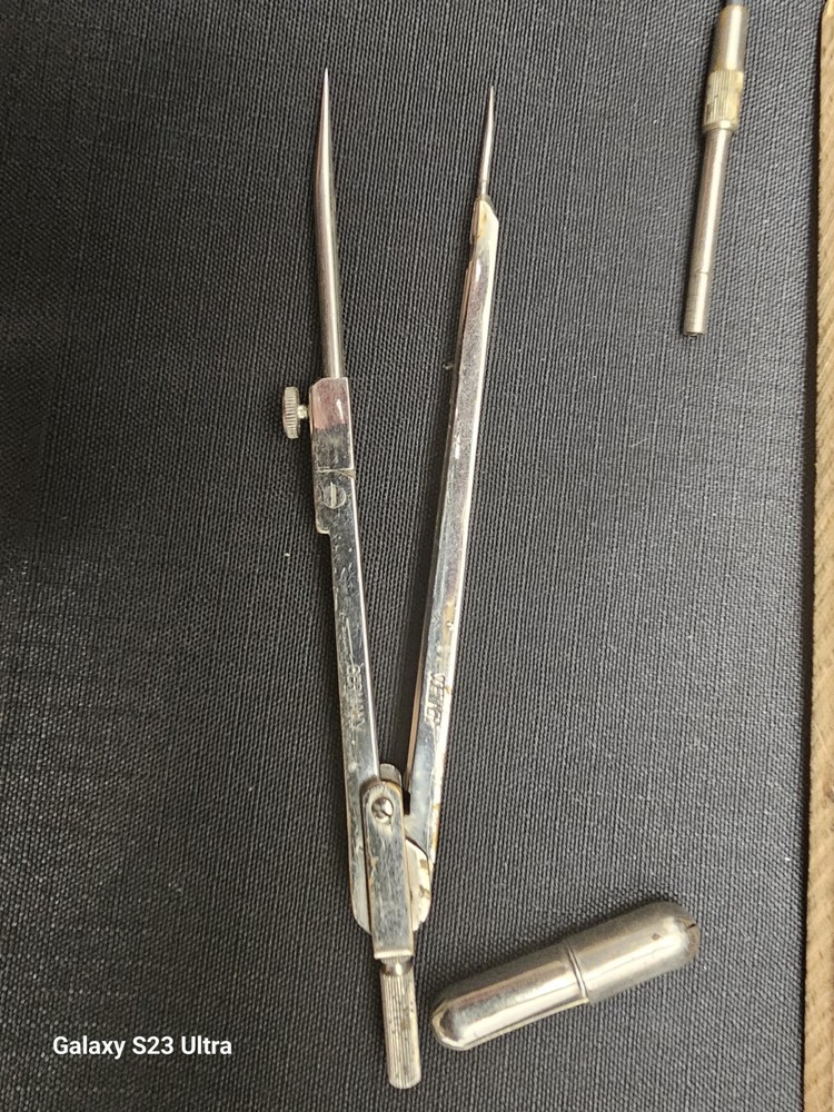 Vintage German Drawing Drafting Compass Set + Wood Case