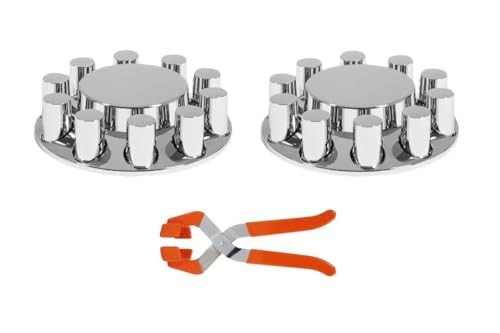 ABS Chrome Plastic Front Axle Cover Kits with 33mm Thread-on 2 Set Flat Top