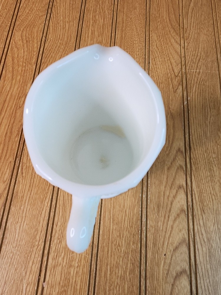 Milk Glass White Pitcher with Grape Design