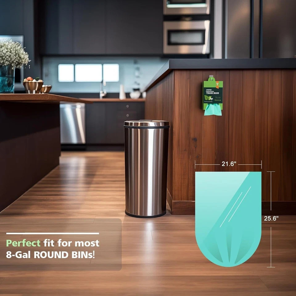 Biodegradable 8 Gallon Trash Bags, Garbage Bags 8 gallon, Compostable Medium Tr