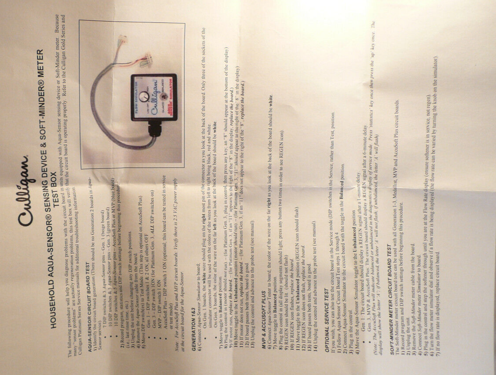 Culligan 01017705 Water Softener Aqua Sensor & Soft Minder Flow Meter Tester