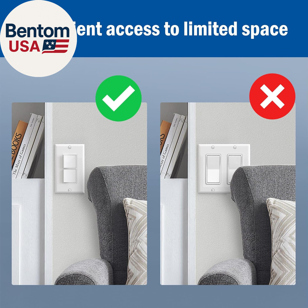 CML Double Paddle Rocker Decorator Light Switch, Single Pole Dual Self-Grounding