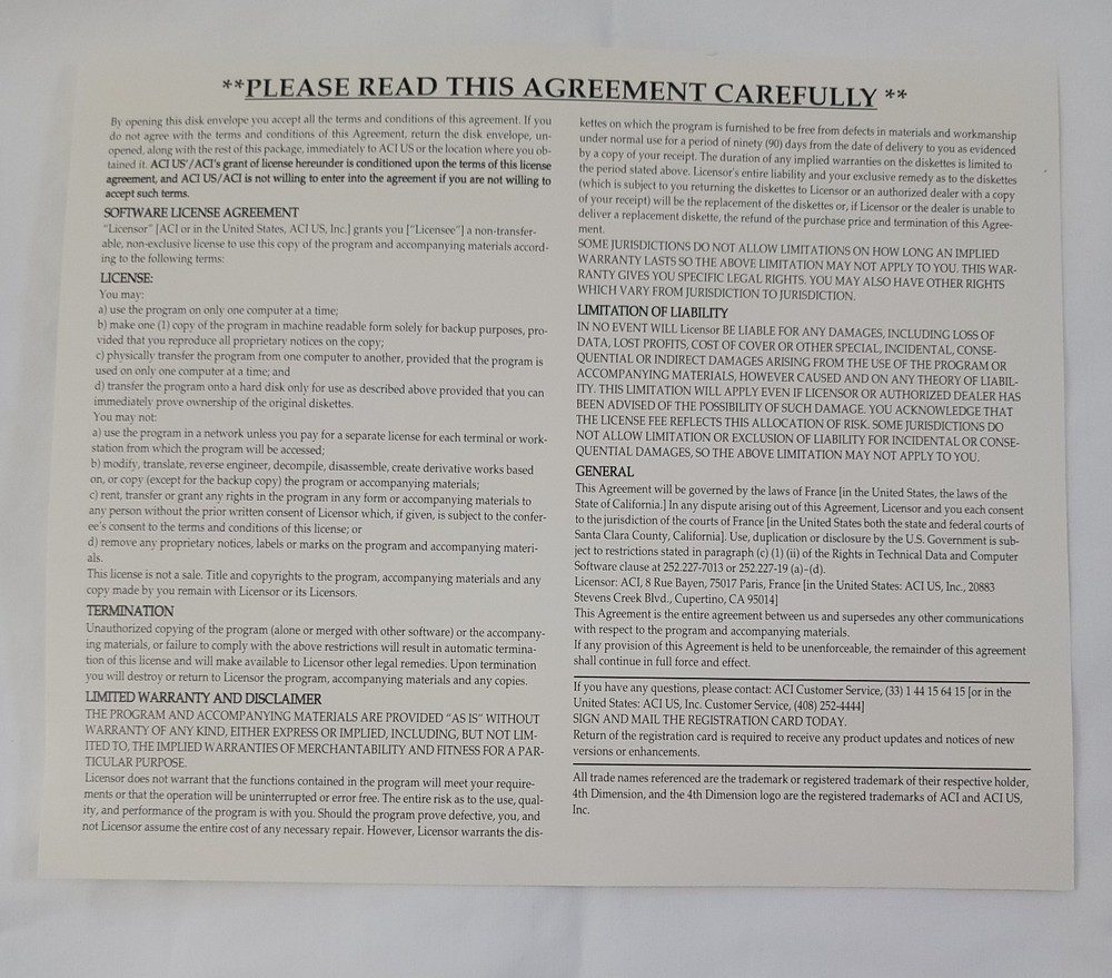 Vintage 1994 ACI 4D First Relational Database Software for Macintosh