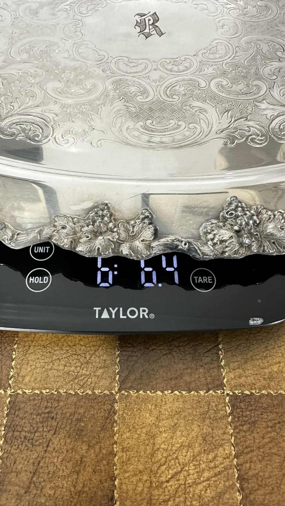 Crescent Silver on Copper 26" Grape Vine Ornate Platter Tray