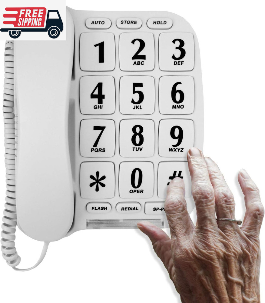 Big Button Phone for Wall or Desk with Speaker and Memory