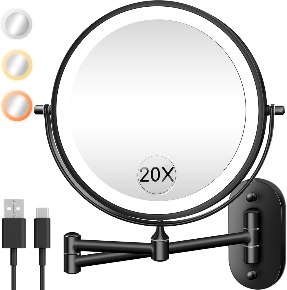 all Mounted Makeup Mirror with Lights, Double Sided LED Bathroom Lighting Makeup