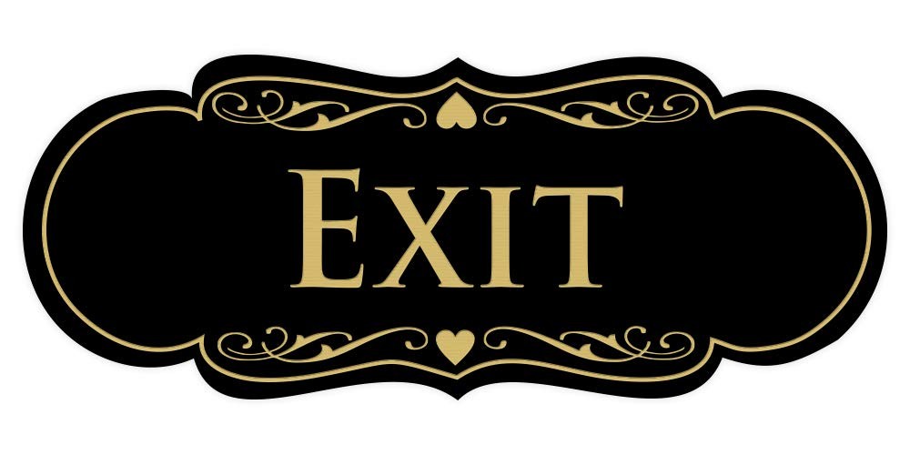Designer EXIT Sign - Black/Gold - Small 1 Pack