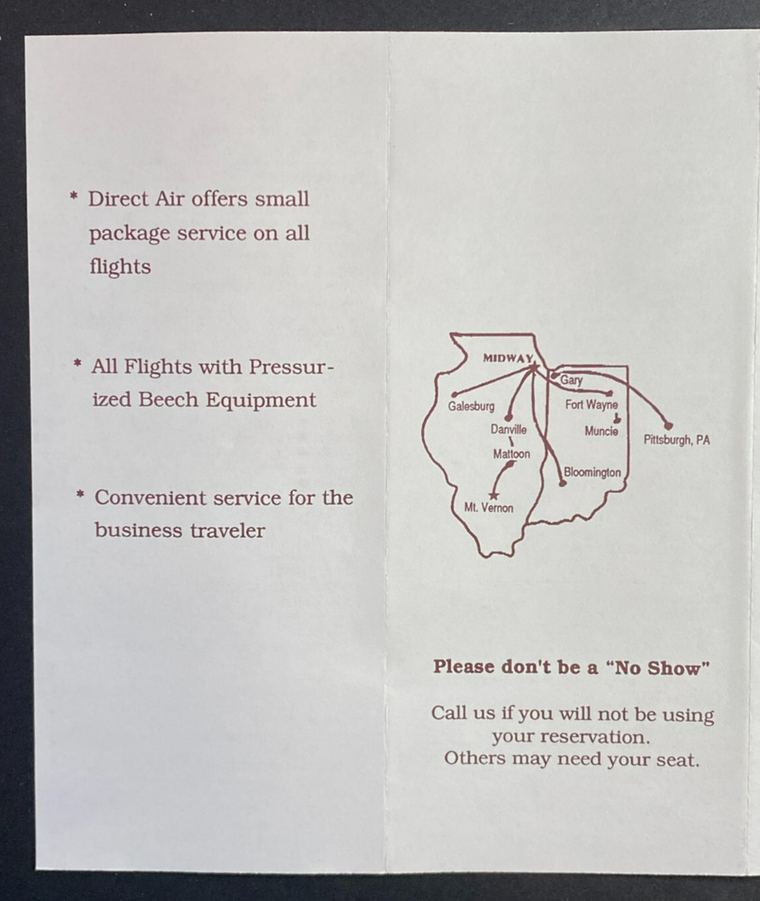 Direct Air Timetable Effective January 3, 1992