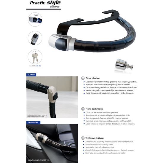 Handlebar lock Artago PRACTIC STYLE BENELLI Zenzero-350-(13)-1575STY