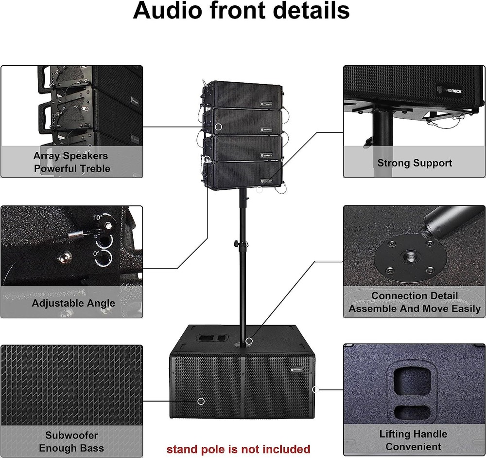 PRORECK DJ Speaker Powered Line Array System Set 6000W P.M.P.O Stere Combo Set