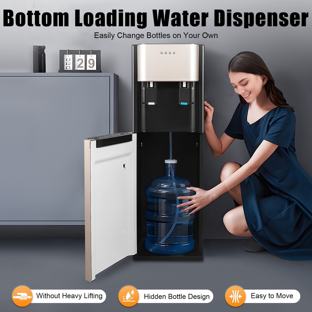 Bottom Load Hot/Cold Water Dispenser Cooler 5 Gallon Home/Office Stainless Steel