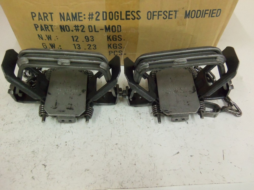 2 Bridger #2 Dogless Offset Jaw MODIFIED Coil Spring Traps Trapping 6 1/4"