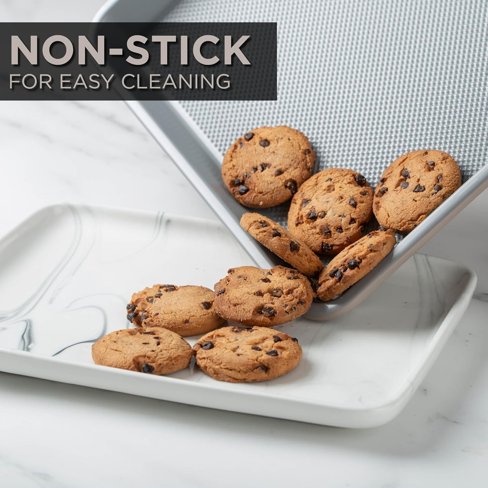 Nonstick Stackable Bakeware Set - Durable, Easy Release Baking Set, Taupe, 6 Pcs