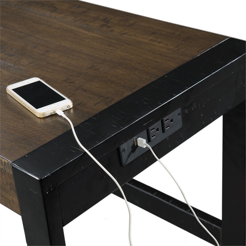 Pemberly Row Contemporary Multipurpose Bar Table Set in Walnut