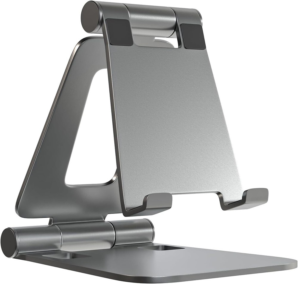 Dual Folding Cell Phone Stand, Fully Adjustable Foldable Desktop Phone Holder