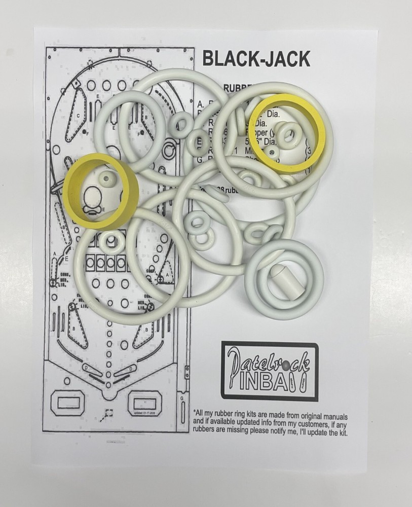 1977 Bally Black Jack Pinball Machine Rubber Ring Kit