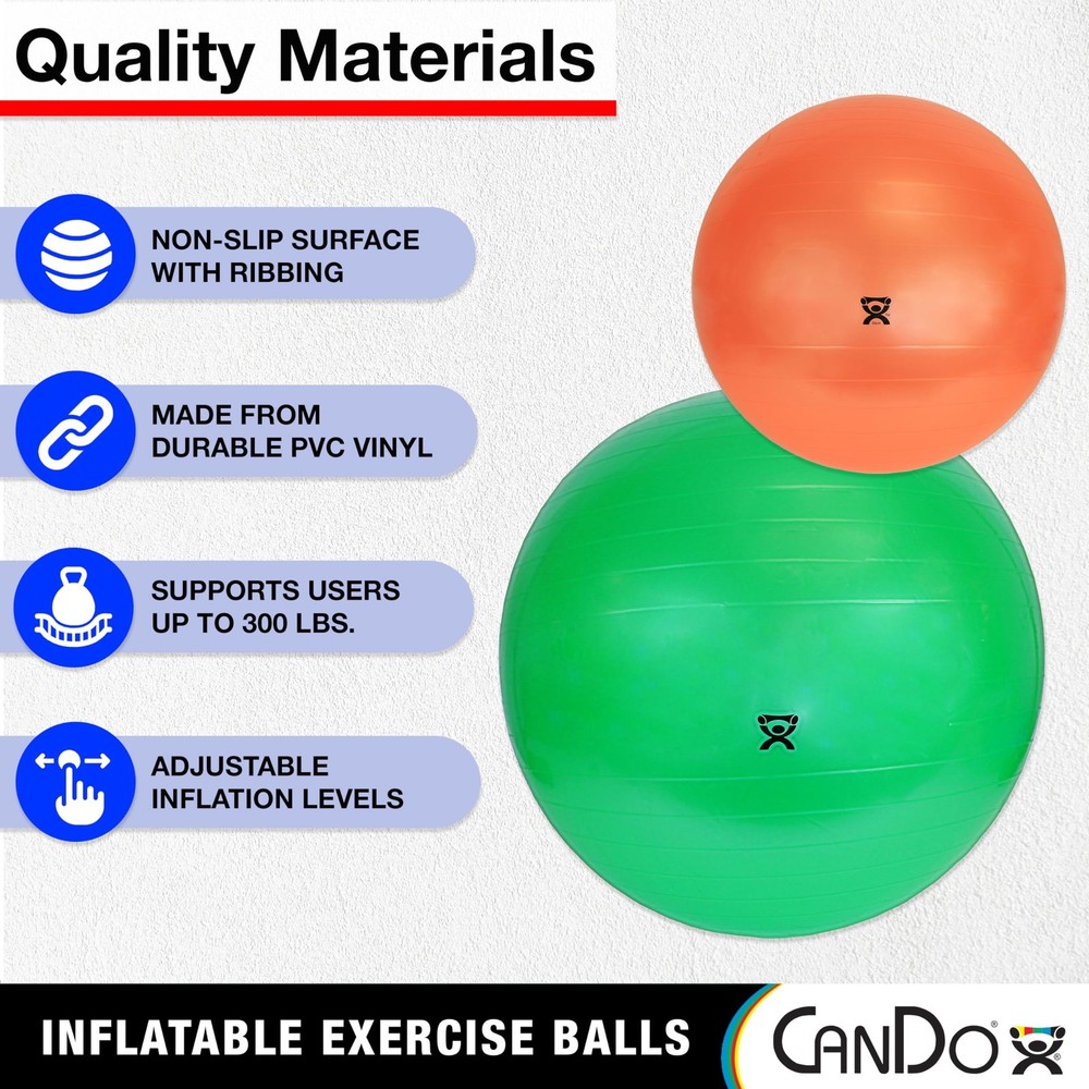 Inflatable Exercise Ball - Red 37.4" Durable Extra Thick Non-Slip Stability B...