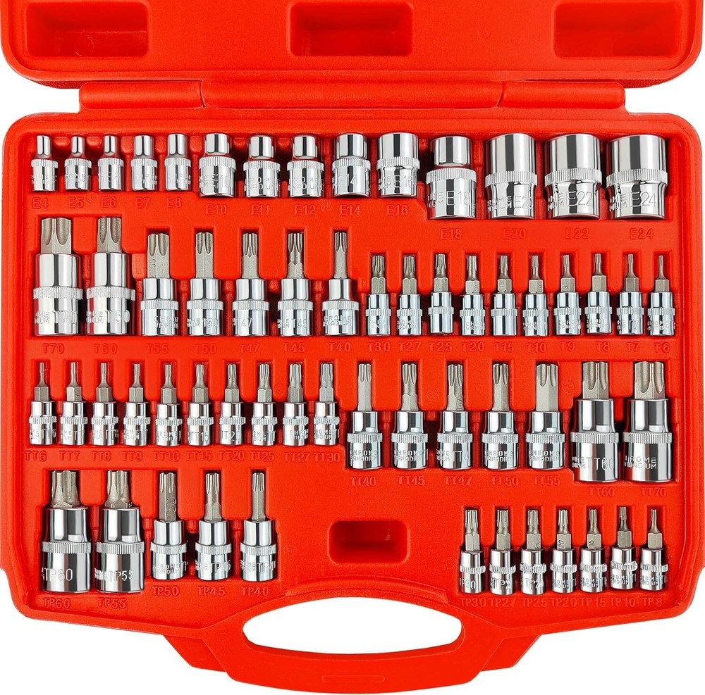 Master Torx Bit Socket and External Torx Socket Set 60-Piece Drive E-Torx Socket