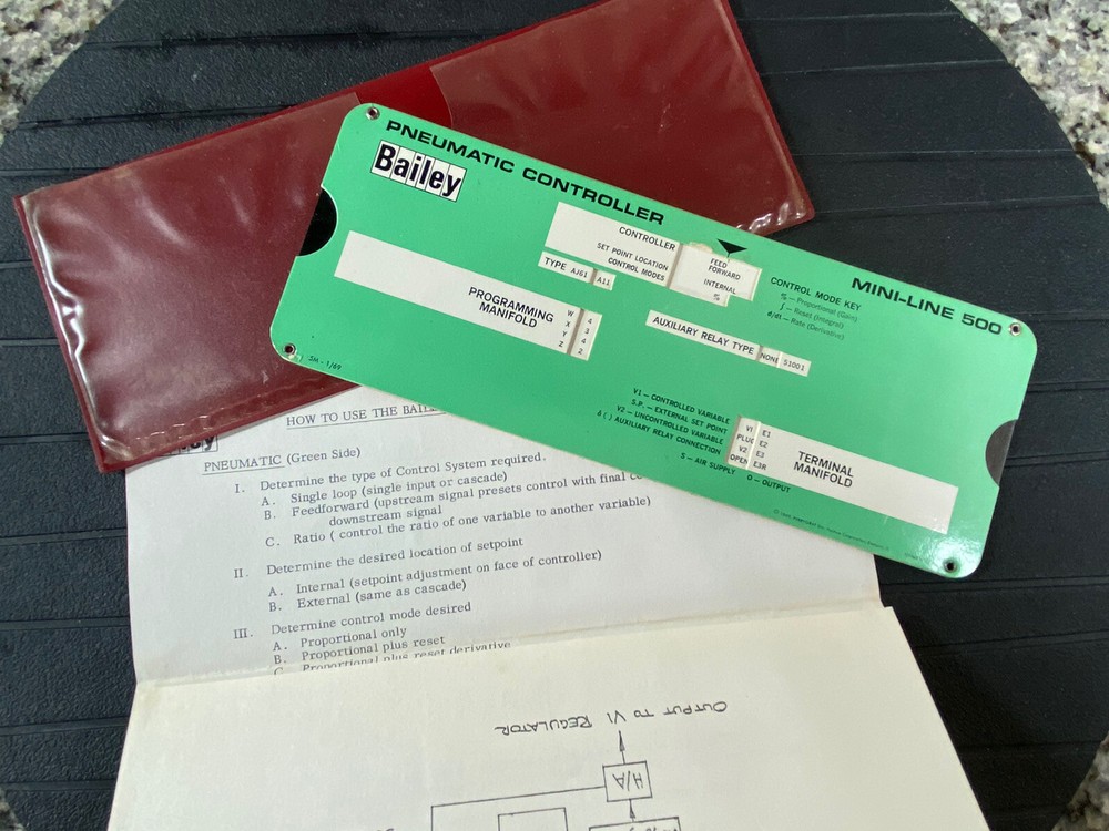 Vtg BAILEY METER CO. Controller Application Slide Rule Pneumatic Electronic 1969