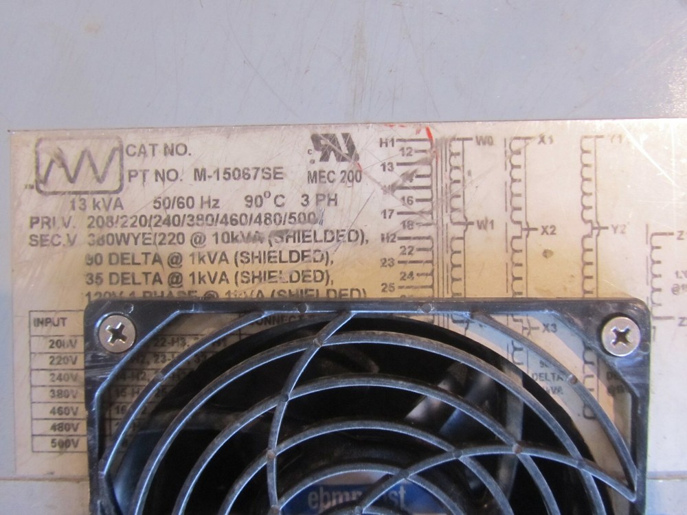 ENGINEERED SYSTEMS M-15067SE 13KVA 3 PHASE TRANSFORMER, USED
