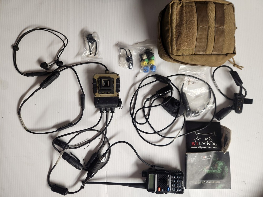 Silynx OPS headset system, with all cables + K2/Baofeng cable, w/ Peltor adapter