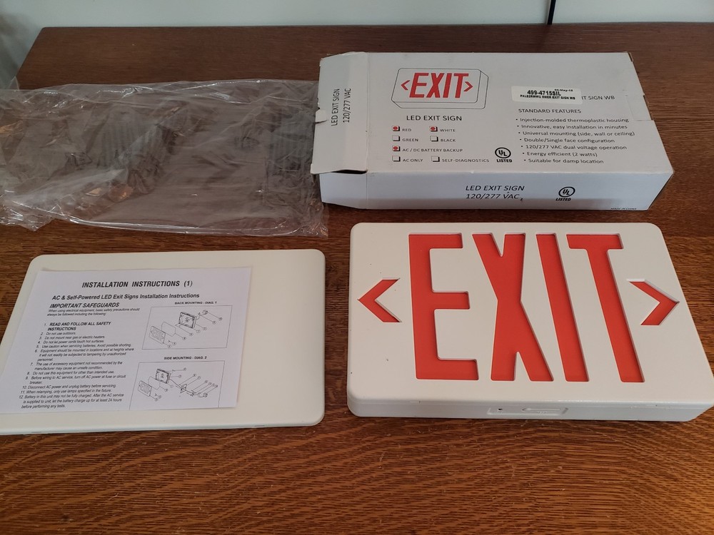 Lighting Exit Safety LED Sign 499-4715SIL