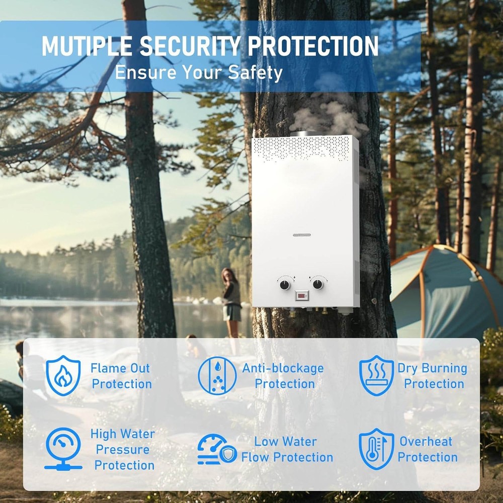 Calentador de agua sin tanque, calentador de agua a propano para exteriores, cal