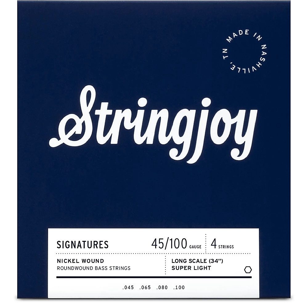 Stringjoy 4 String Long Scale Nickel Wound Bass Guitar Strings 45 - 100