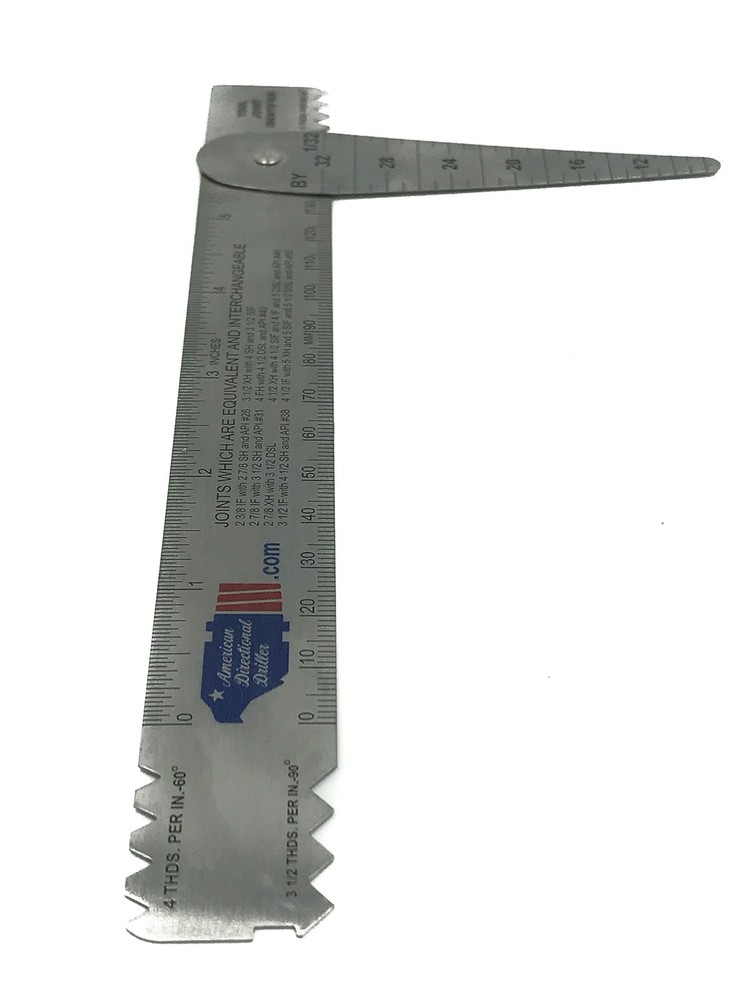 Drill Pipe Connection Thread Identification Ruler with Nozzle Gauge (1) Silver