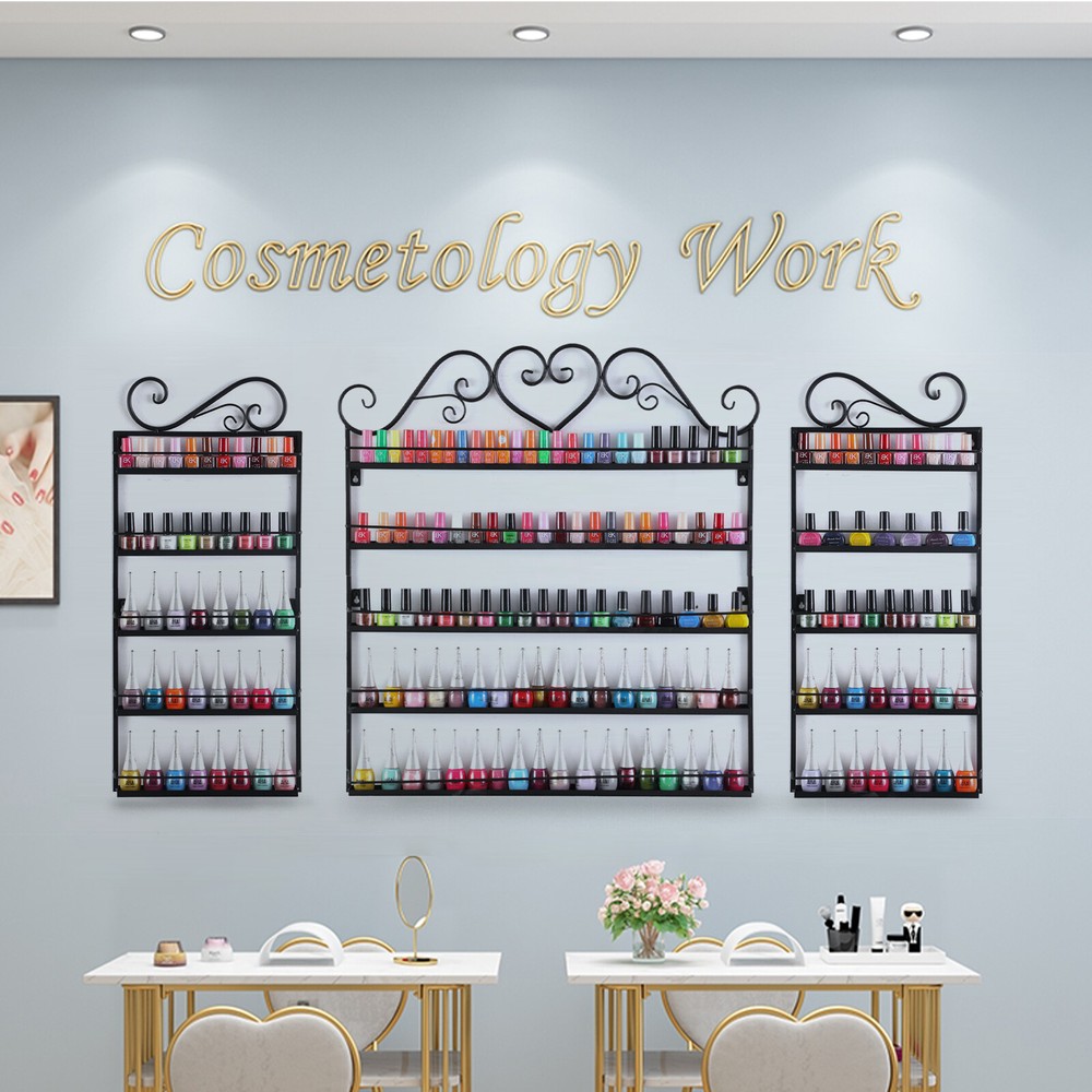 5-layer Convenient Installed Wall-mounted Metal Black Nail Polish Display Rack